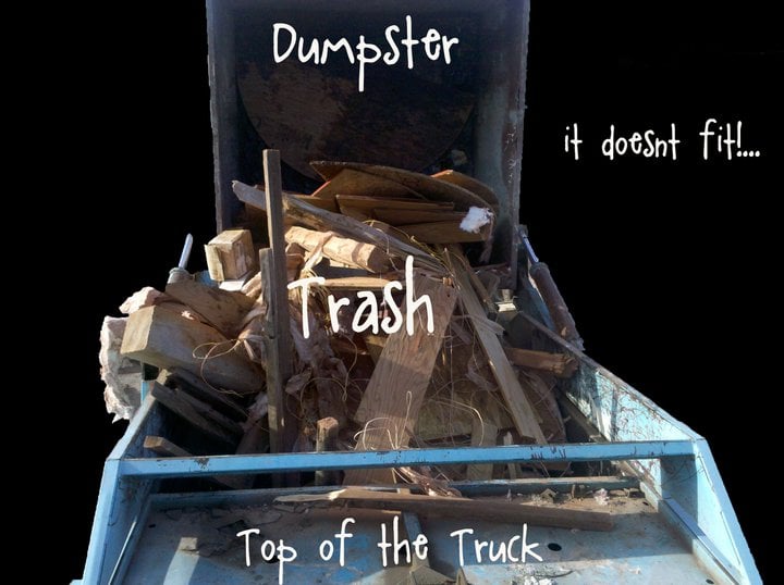 picture of dumpster that was filled up too much. Cardboard Recycling St.George Utah
