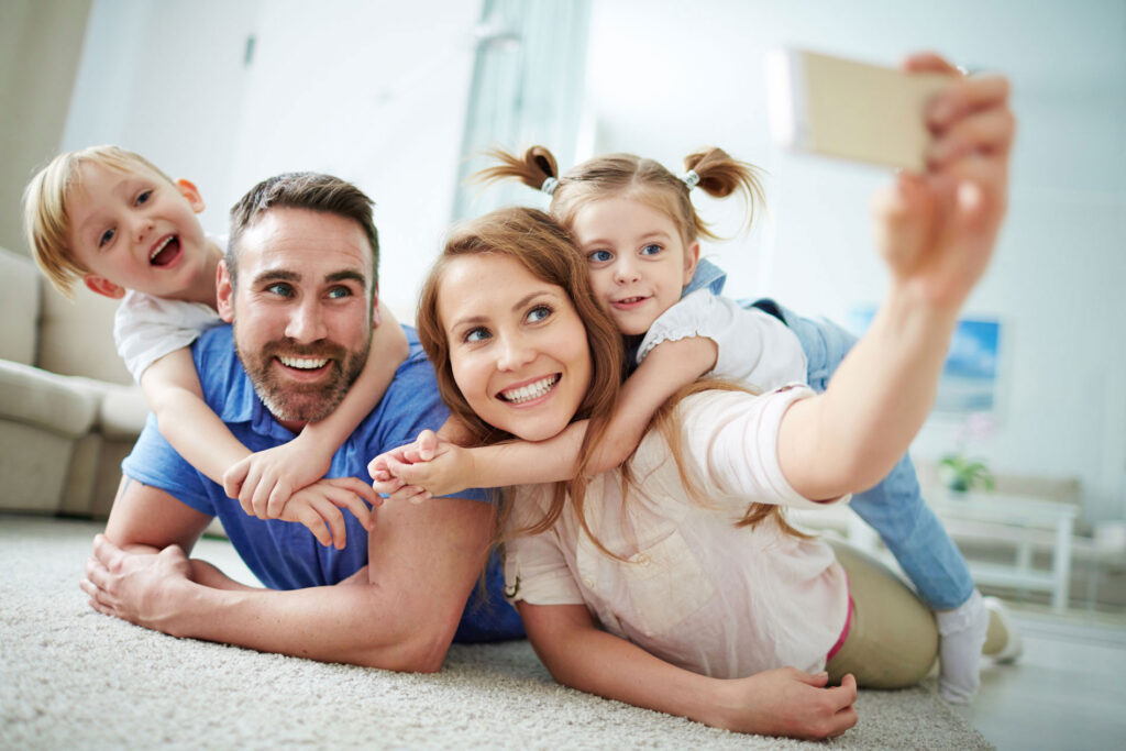 Happy family taking a selfie