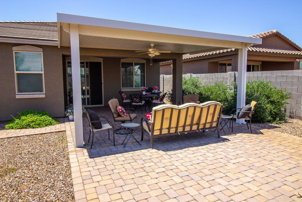 Metal Patio Cover in Backyard