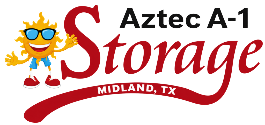 Aztec A-1 Storage logo with mascot, Midland, TX