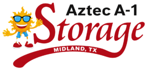 Aztec A-1 Storage logo with mascot, Midland, TX
