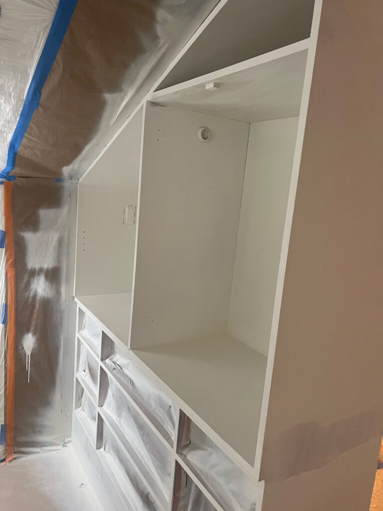 Painted built-in shelving