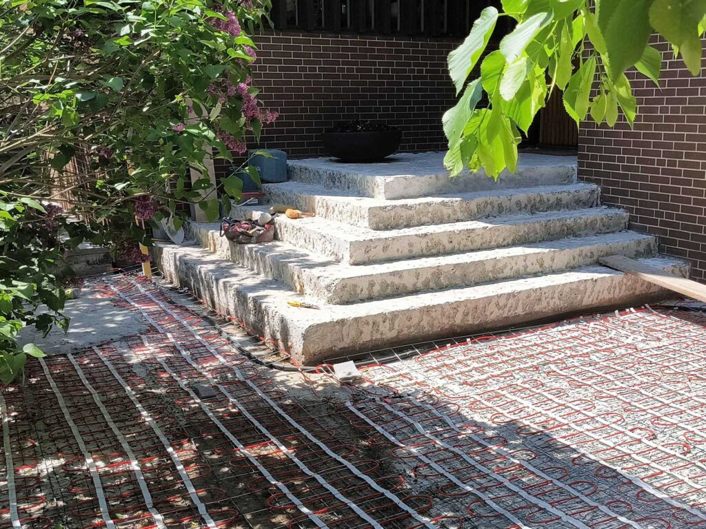 SnowMelt under stone steps and walkway