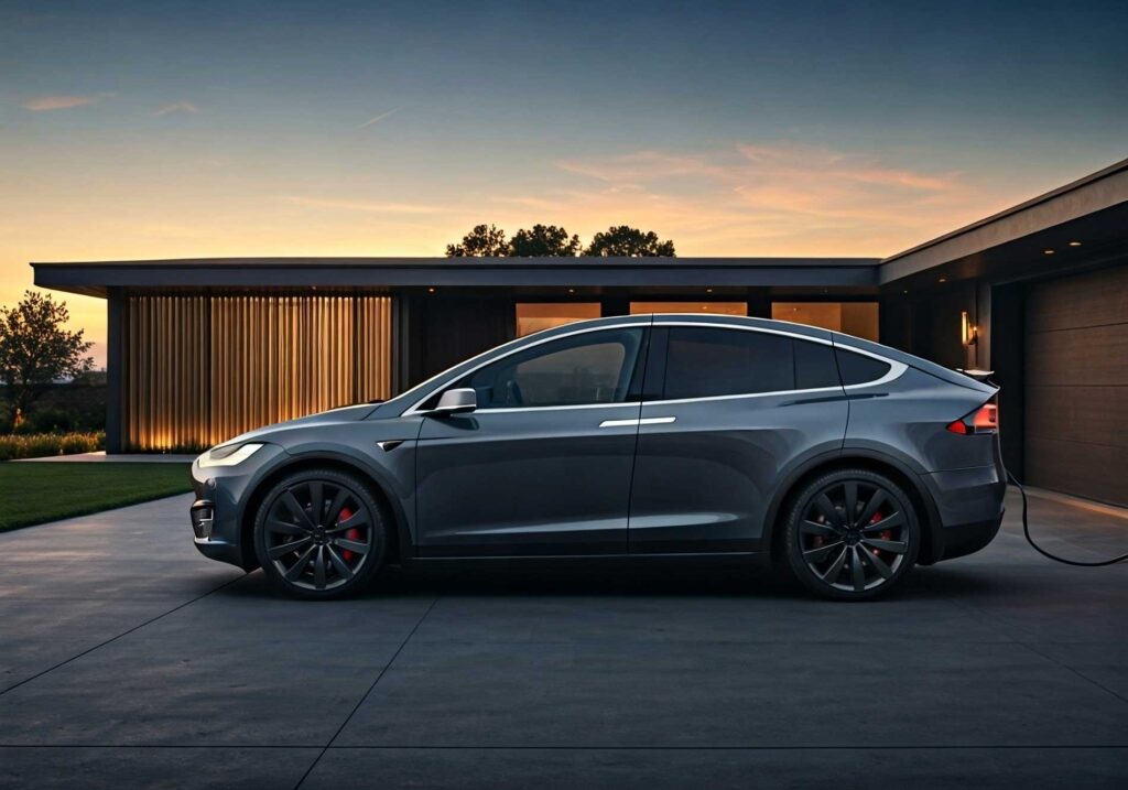 Photo of electric vehicle plugged in