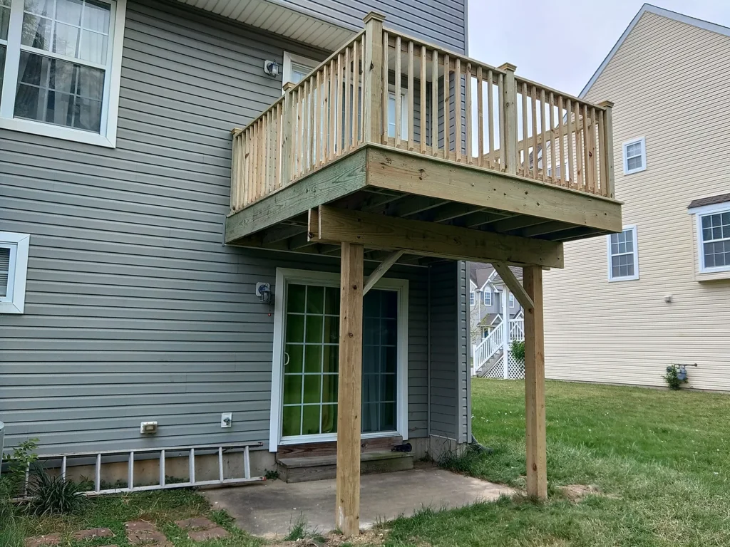 Installation of new 2nd story wood deck