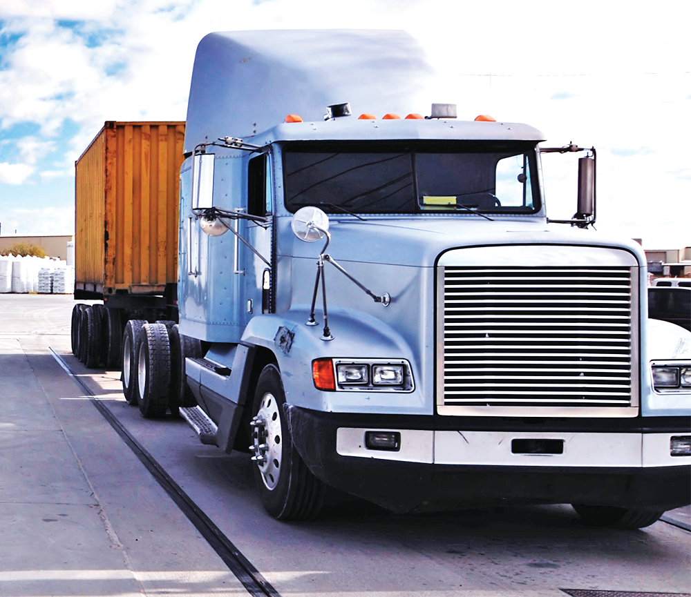 Semitruck and trailer