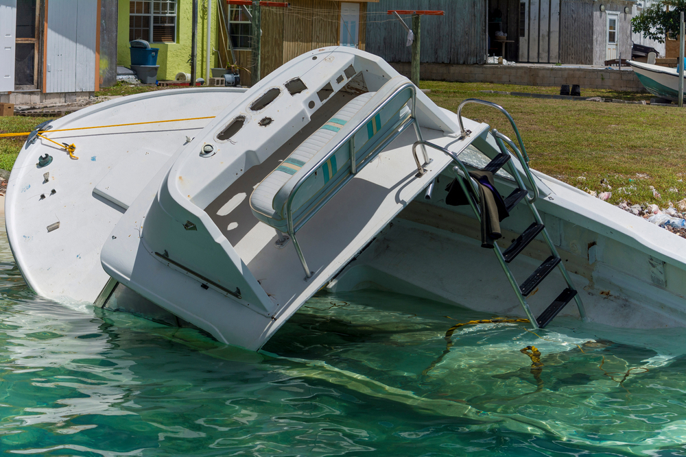 Boat in a backyard pool