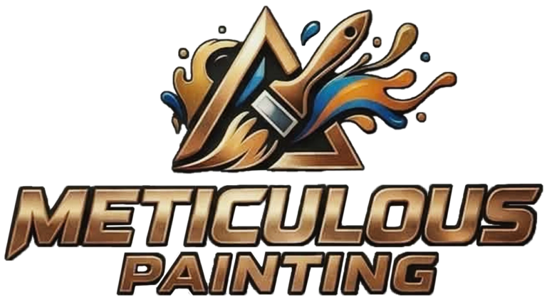 Meticulous Painting logo with paint splashes and graffiti-style lettering