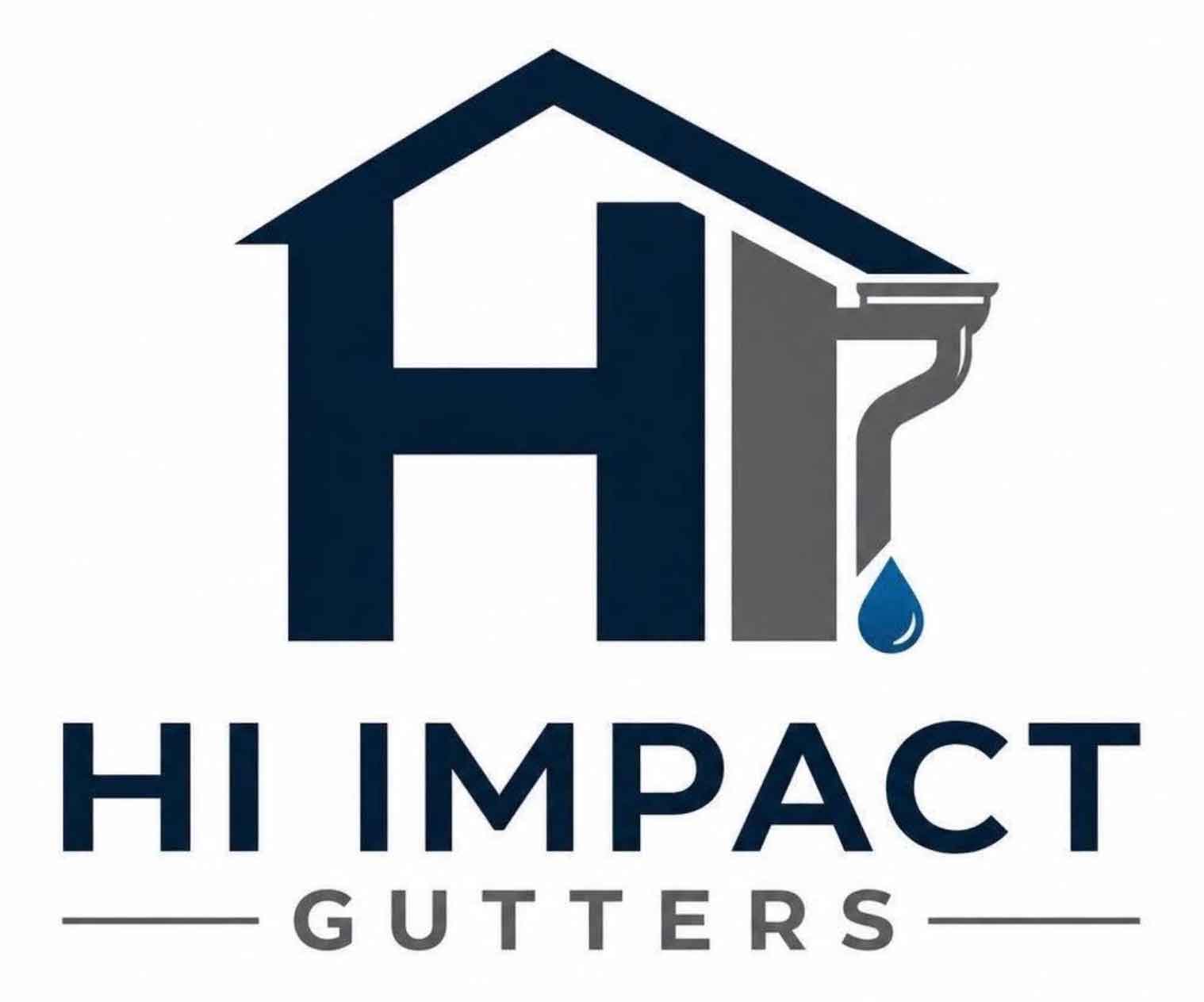 Hi Impact Gutters logo with a house and gutter icon