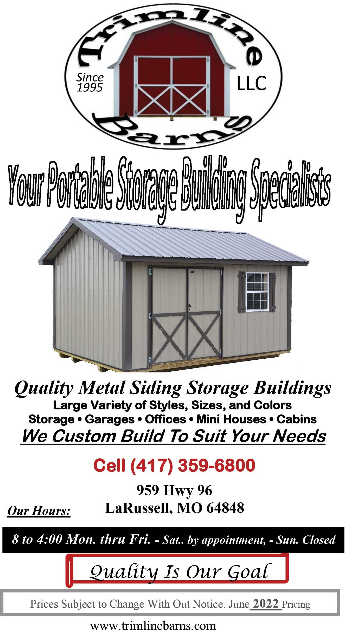 Quality Metal Siding Storage buildings Image of a TrimLine Barn