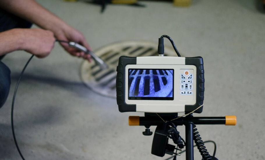 John G Plumbing Inc. technician using a sewer inspection camera