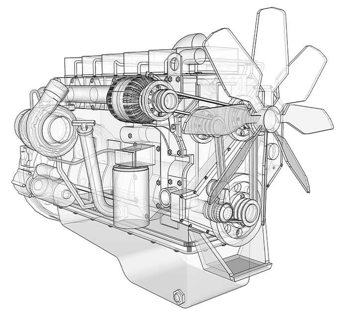 KJ's Repair Service Ltd technical illustration of an industrial engine repair system