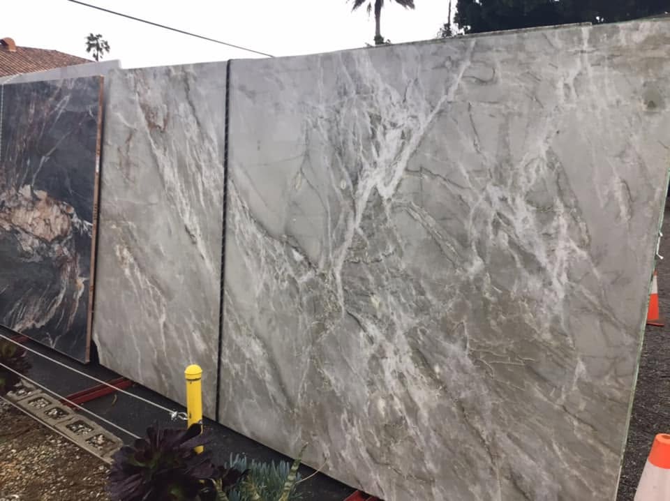 Brazil Stone Home Improvements Inc. marble slab selection at the yard
