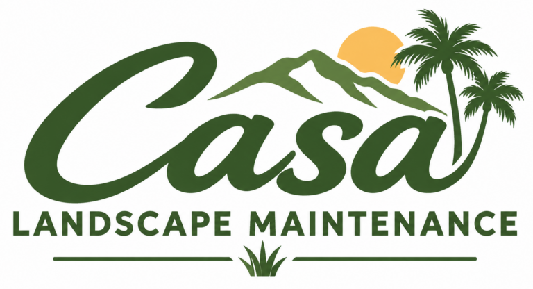 Casa Landscape Maintenance logo with green landscape text and palm trees