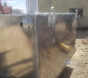 750 gallon water tank for wildfire truck. All 3/16" aluminum plate welded