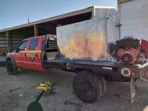 750 gallon water tank for wildfire truck. All 3/16" aluminum plate welded