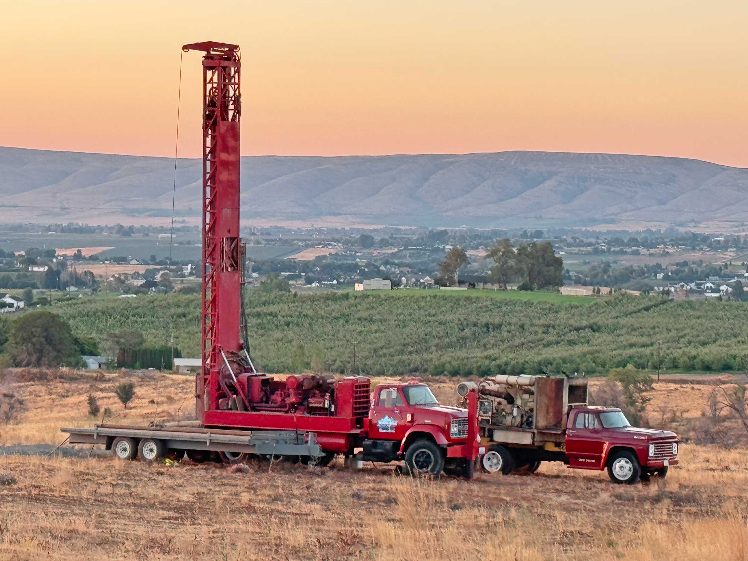 Wamsley Well Drilling Inc. drilling rig operating on a rural job site