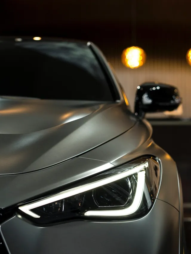 photo of front headlight of car