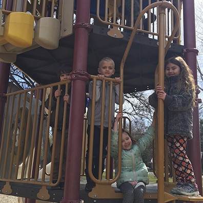 Kids on playground equipment