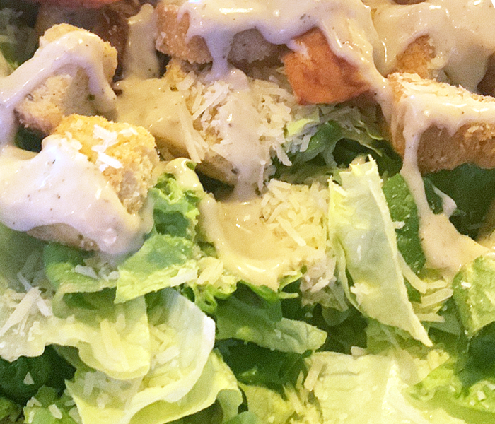 Crispy chicken caesar salad