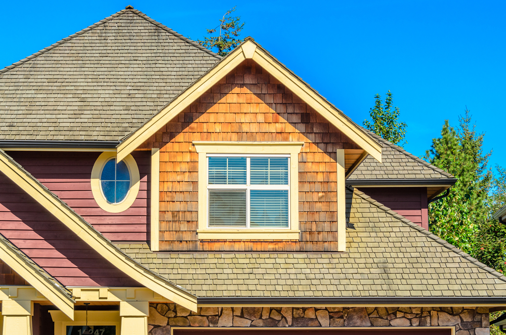 Asphalt Shingles combined with wood shake detail