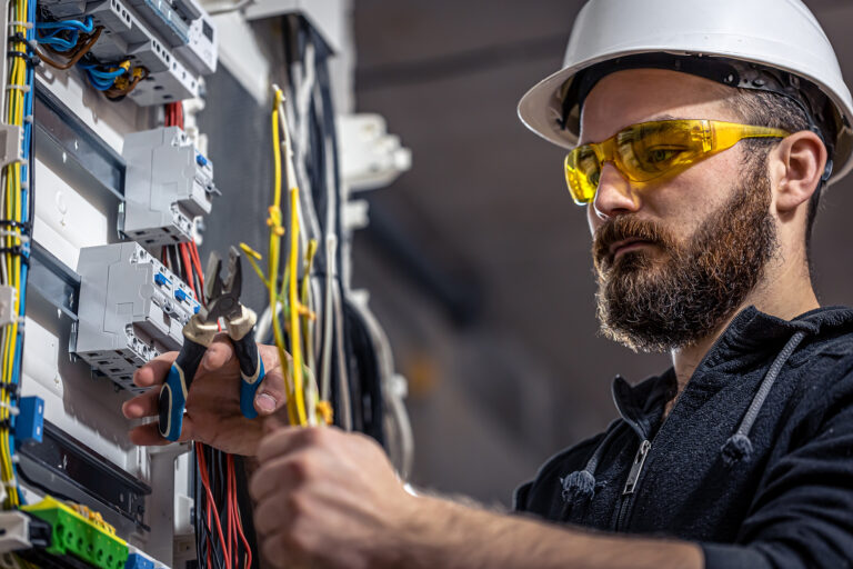 An electrician at work