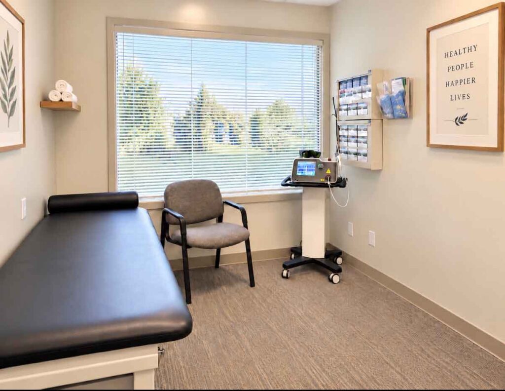 Boise Valley Chiropractic treatment room with chiropractic table and wellness equipment