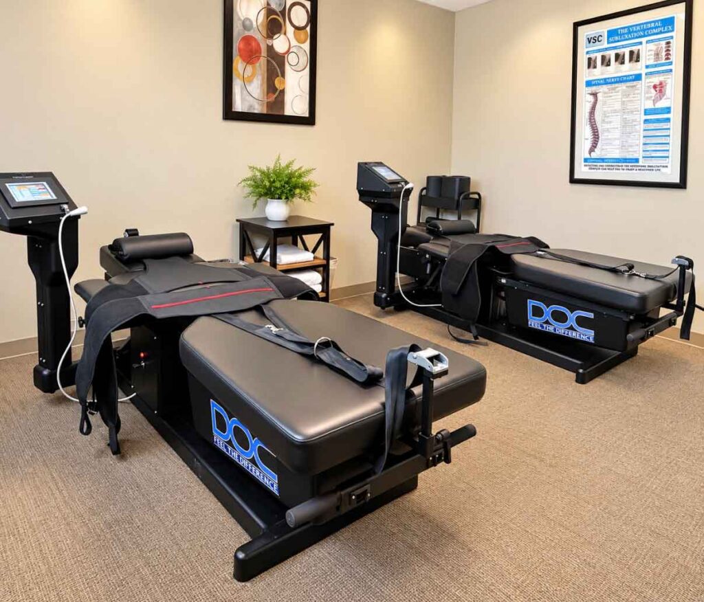 Boise Valley Chiropractic treatment room with chiropractic adjustment and DOC therapy table