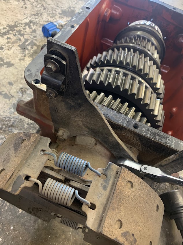 photo of transmission being rebuilt