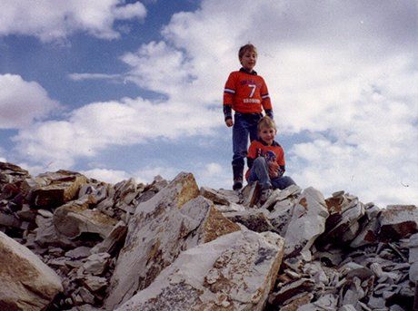 2 boys on top of Zeolite rocks