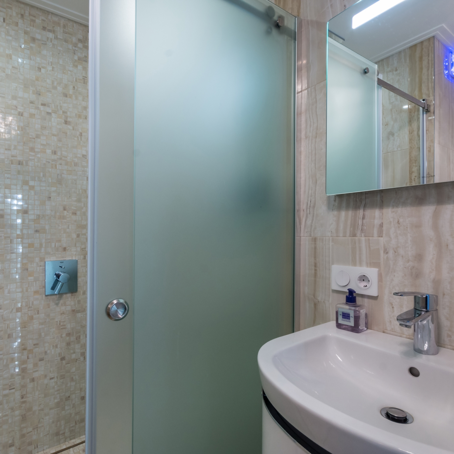 single frosted glass shower